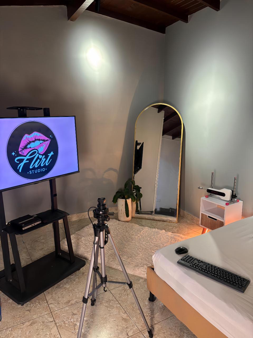 Set profesional con pantalla y espejo
